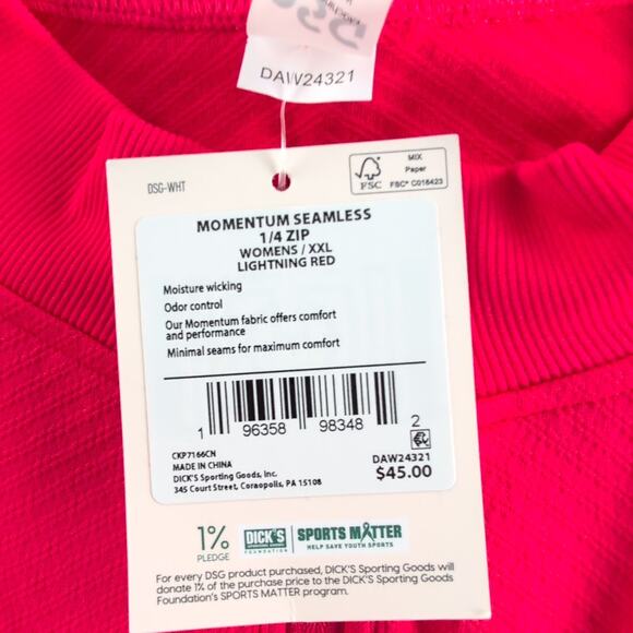 DSG Momentum NWT Seamless Compression Top Women's XXL Lightning Red 1/4 Zip - Picture 3 of 9